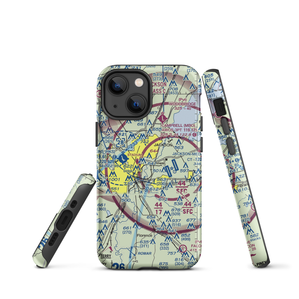 Flowood Industrial STOLport (MS90) VFR Sectional  Tough iPhone Case iPhone 13 mini model shown