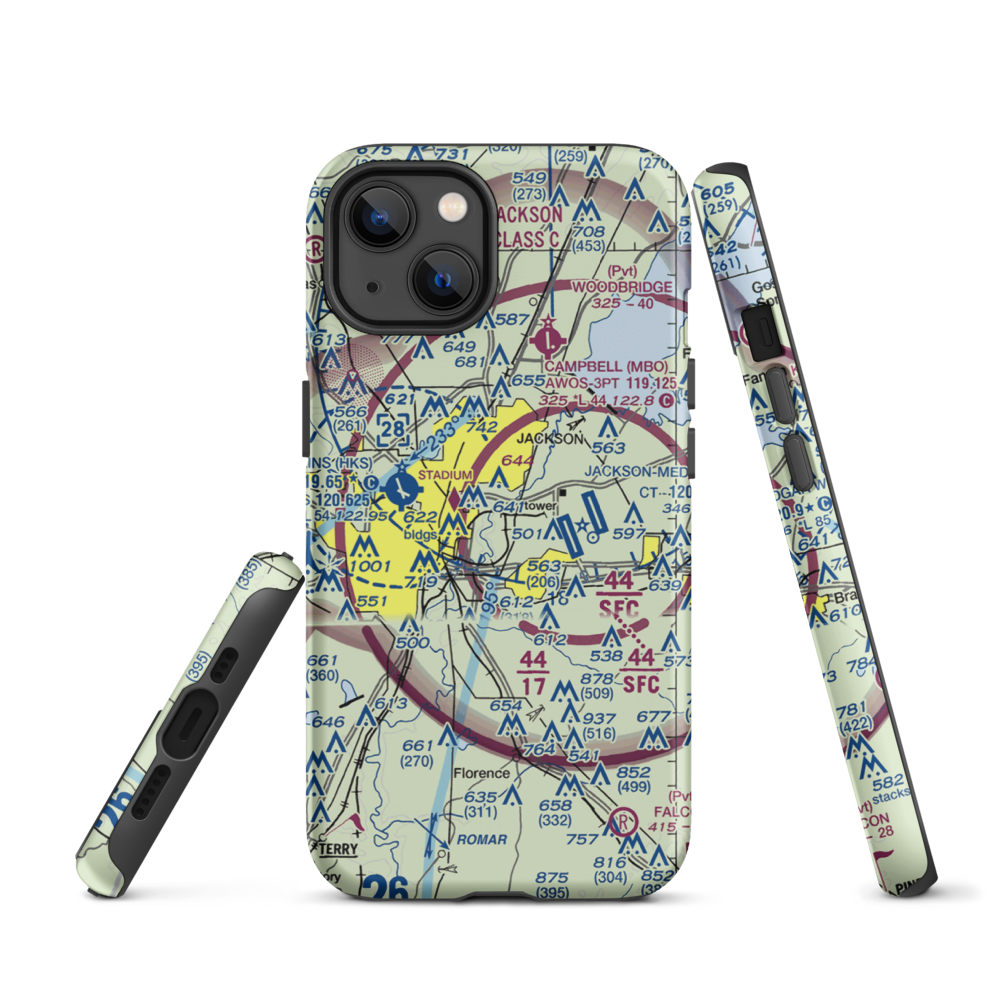 Flowood Industrial STOLport (MS90) VFR Sectional  Tough iPhone Case iPhone 13 model shown