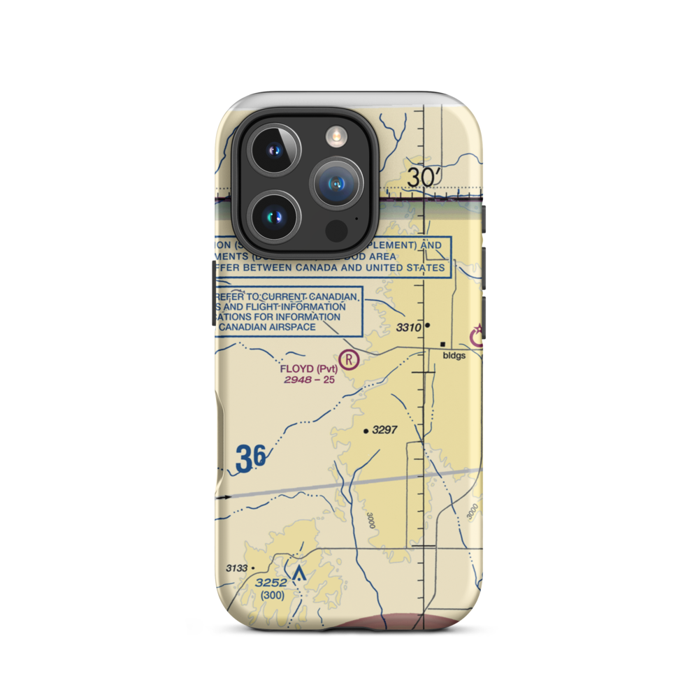 Floyd Ranch Airport (MT09) VFR Sectional  Tough iPhone Case iPhone 16 Pro model shown
