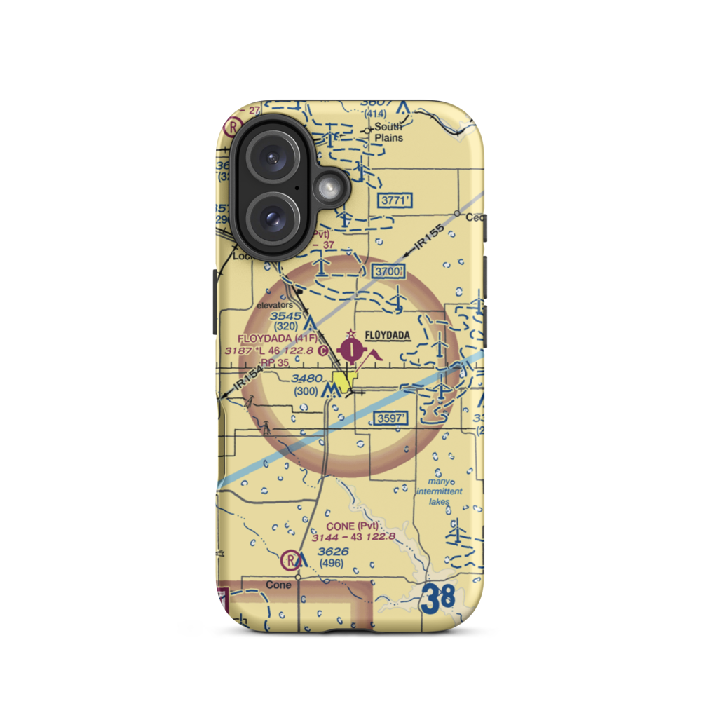 Floydada Municipal Airport (41F) VFR Sectional  Tough iPhone Case iPhone 16 model shown