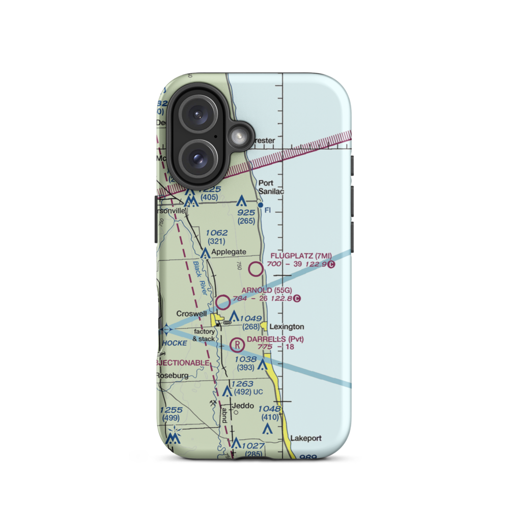 Flugplatz Airport (2MI7) VFR Sectional  Tough iPhone Case iPhone 16 model shown