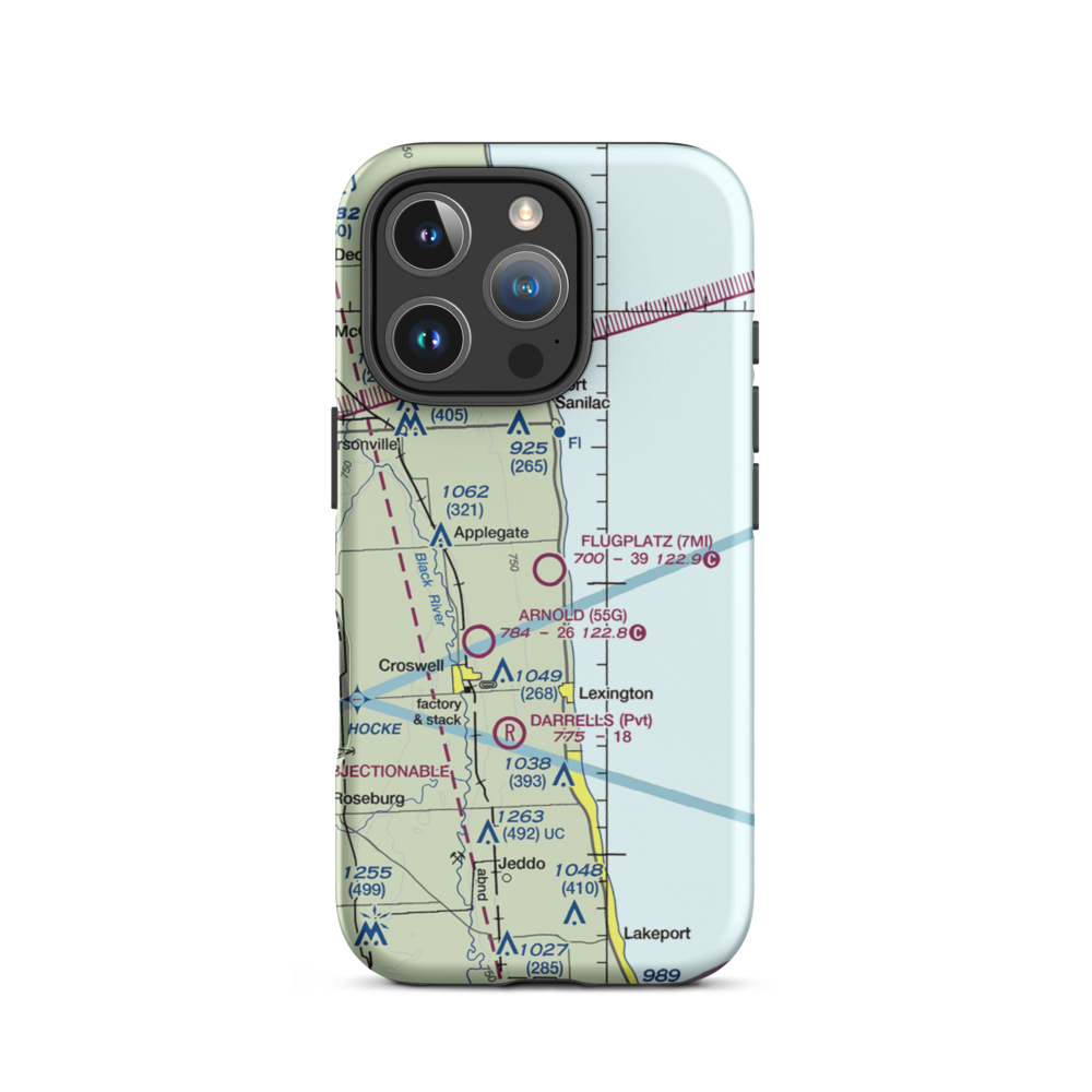 Flugplatz Airport (2MI7) VFR Sectional  Tough iPhone Case iPhone 16 Pro model shown