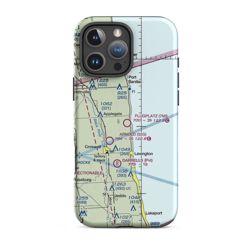Flugplatz Airport (2MI7) VFR Sectional  Tough iPhone Case iPhone 16 Pro Max model shown