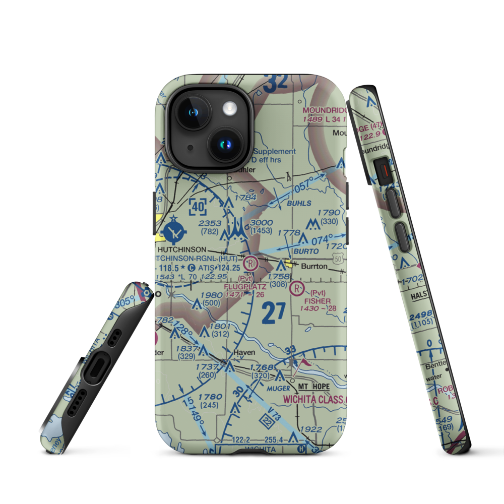 Flugplatz Airport (30KS) VFR Sectional  Tough iPhone Case iPhone 15 model shown