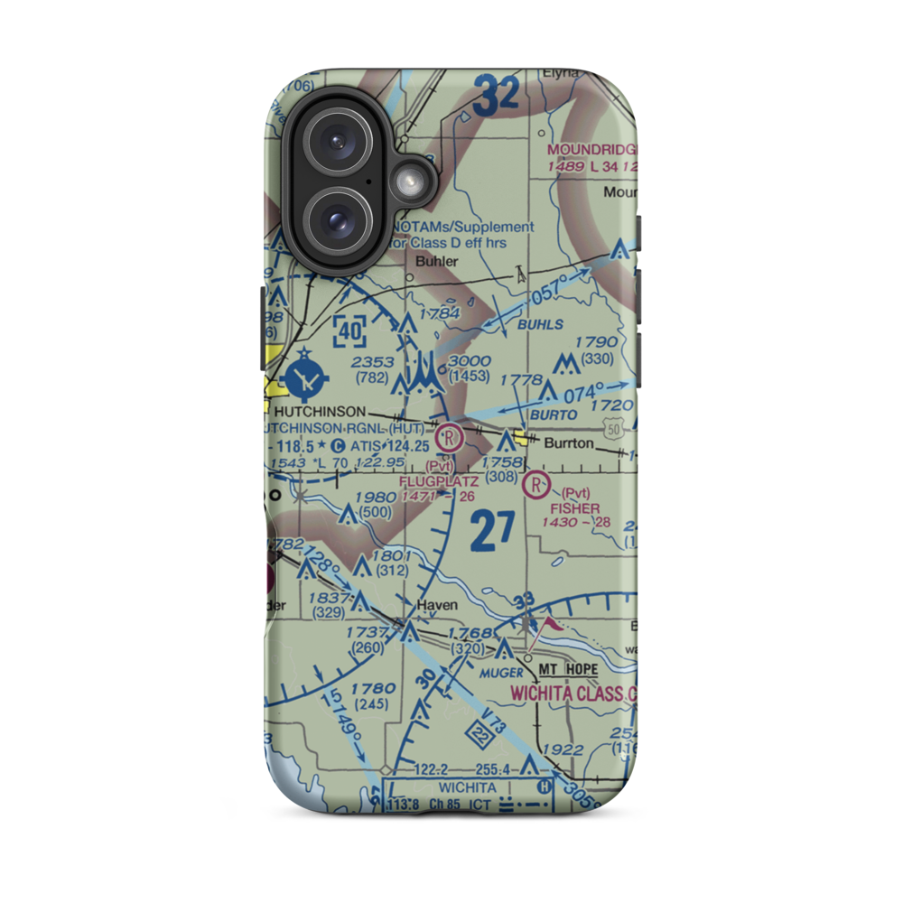 Flugplatz Airport (30KS) VFR Sectional  Tough iPhone Case iPhone 16 Plus model shown