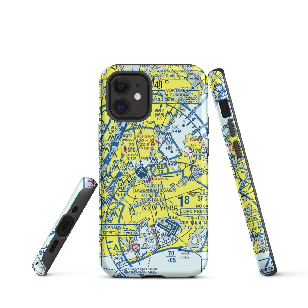Flushing Airport (FLU) VFR Sectional  Tough iPhone Case iPhone 12 mini model shown