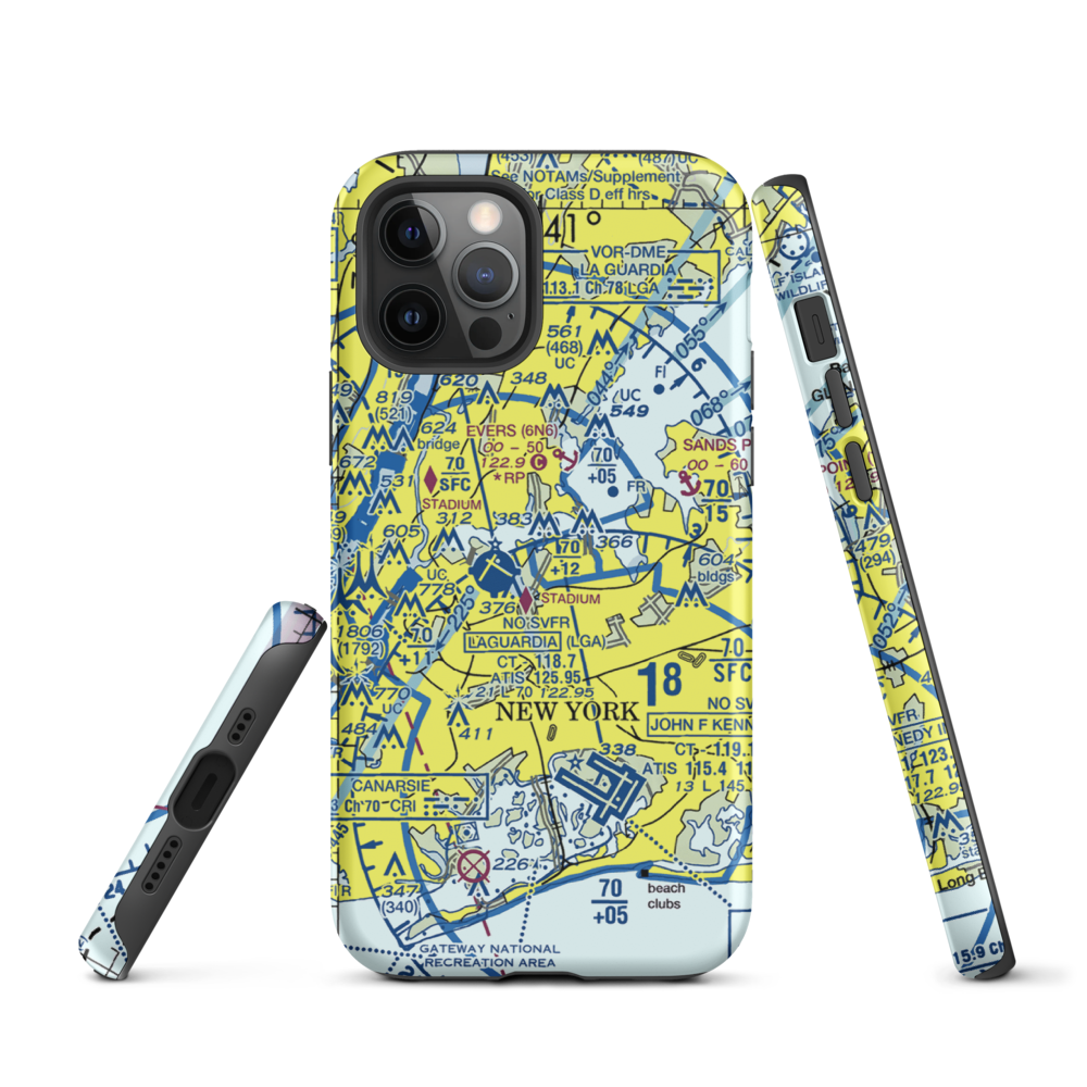 Flushing Airport (FLU) VFR Sectional  Tough iPhone Case iPhone 12 Pro model shown
