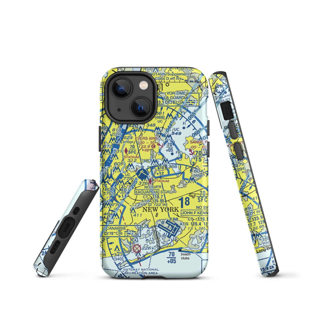 Flushing Airport (FLU) VFR Sectional  Tough iPhone Case iPhone 13 mini model shown