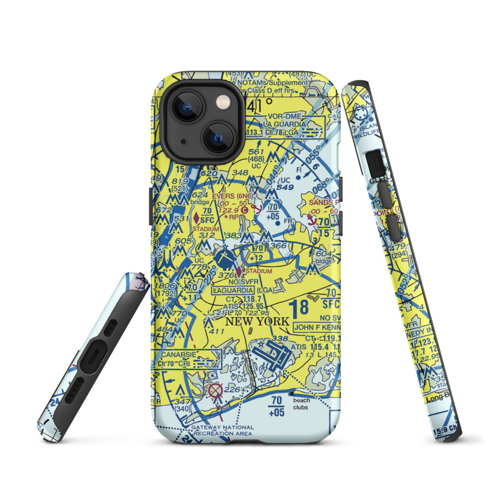 Flushing Airport (FLU) VFR Sectional  Tough iPhone Case iPhone 13 model shown