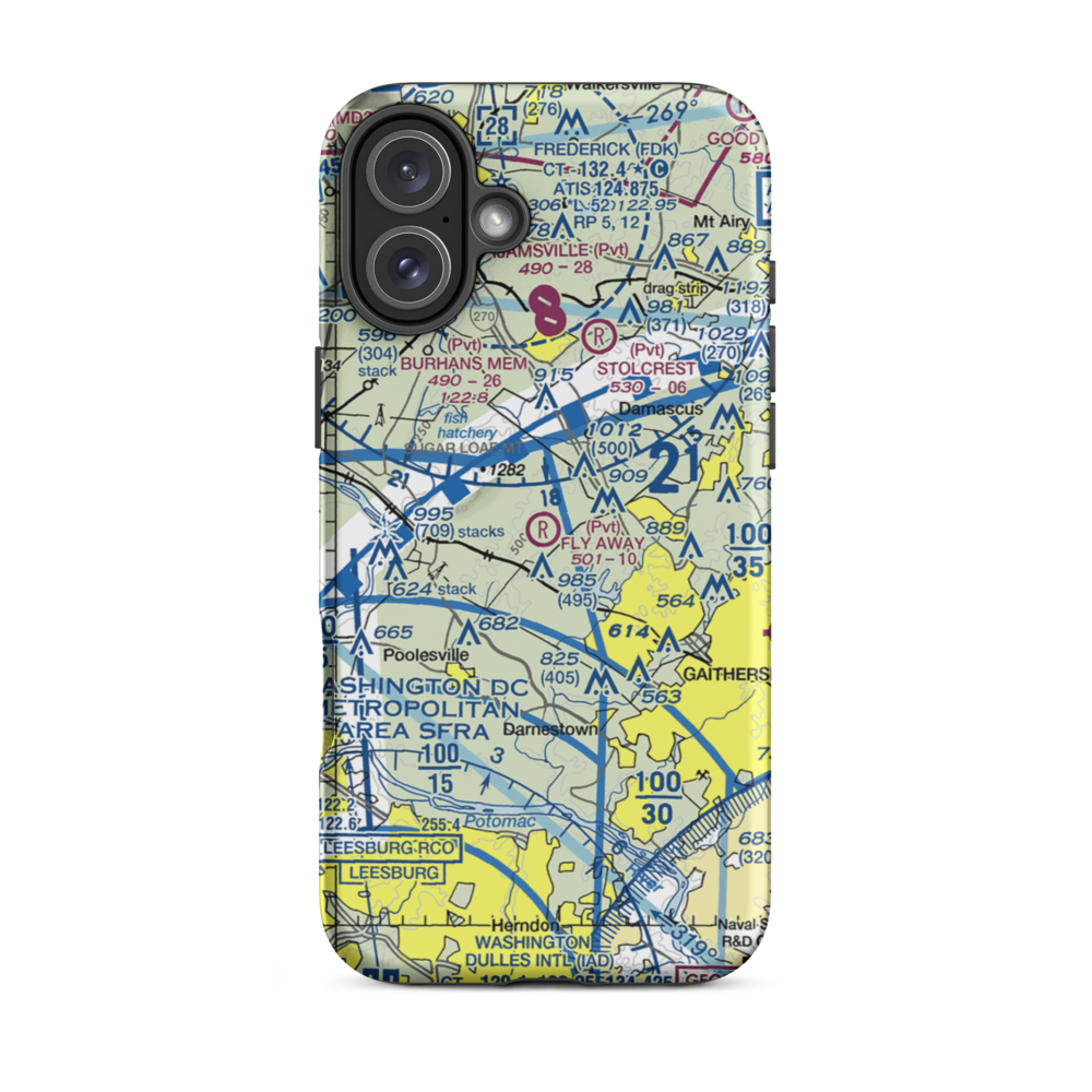Fly Away Farm Airport (2MD3) VFR Sectional  Tough iPhone Case iPhone 16 Plus model shown