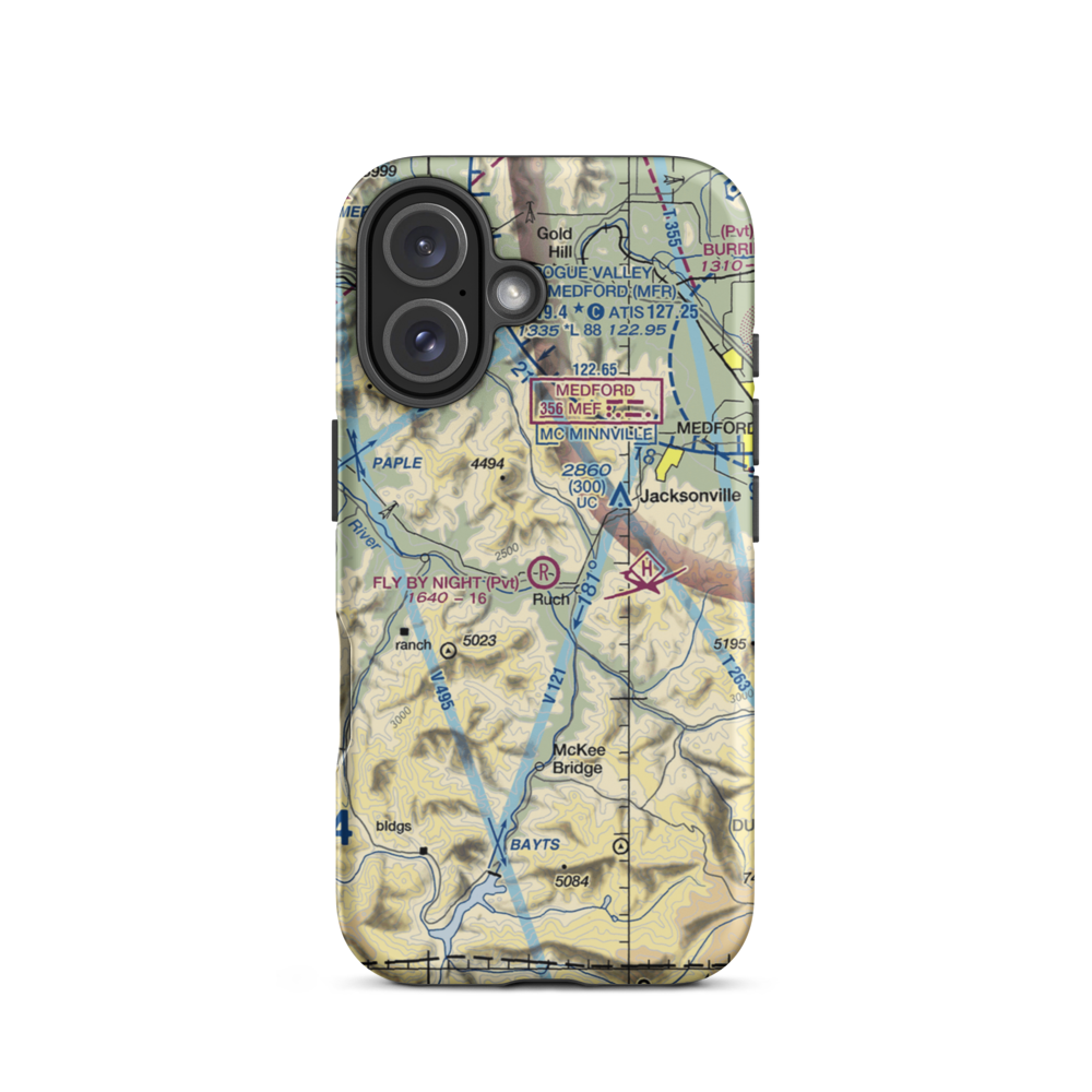 Fly By Night Airport (OG13) VFR Sectional  Tough iPhone Case iPhone 16 model shown