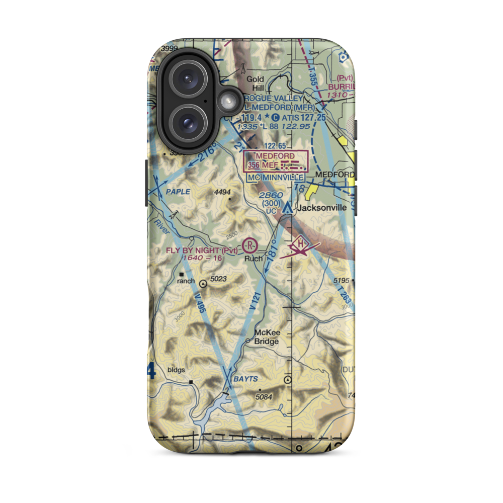 Fly By Night Airport (OG13) VFR Sectional  Tough iPhone Case iPhone 16 Plus model shown