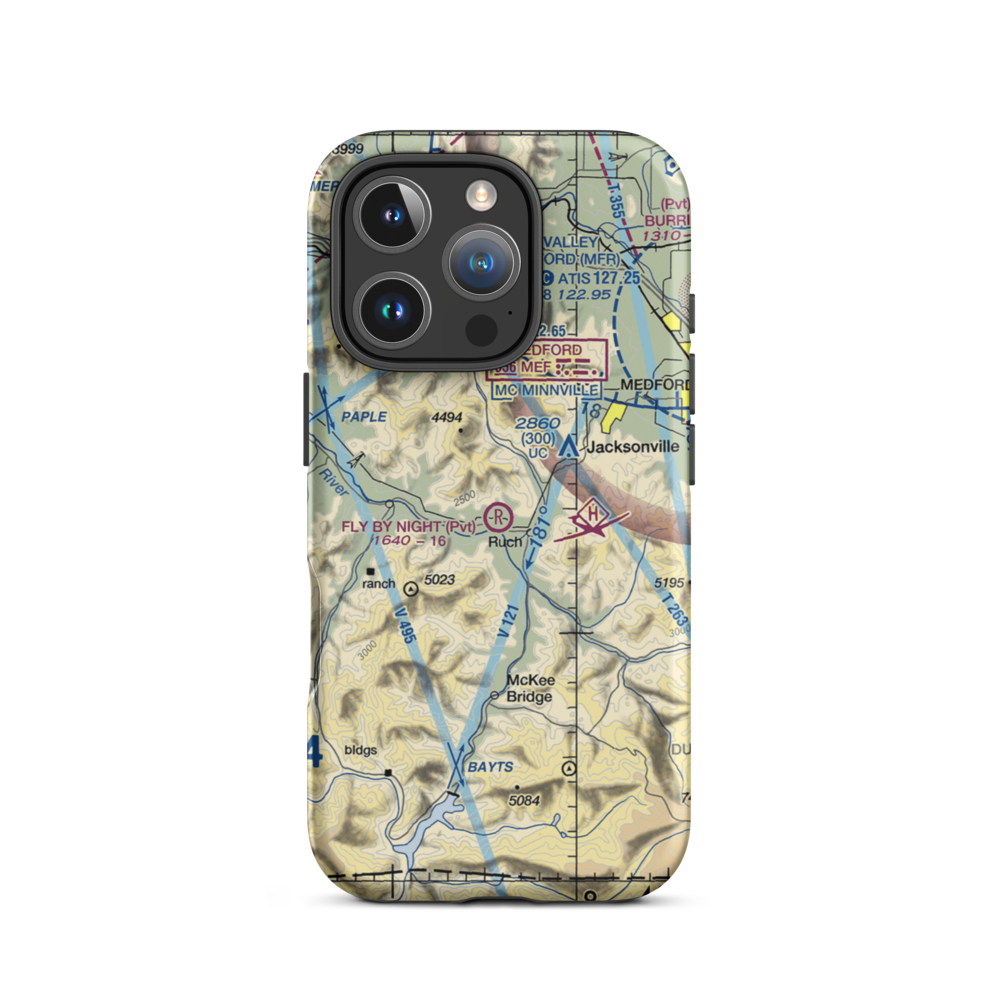 Fly By Night Airport (OG13) VFR Sectional  Tough iPhone Case iPhone 16 Pro model shown