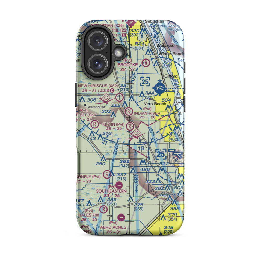 Fly In Ranches Airport (FD25) VFR Sectional  Tough iPhone Case iPhone 16 Plus model shown