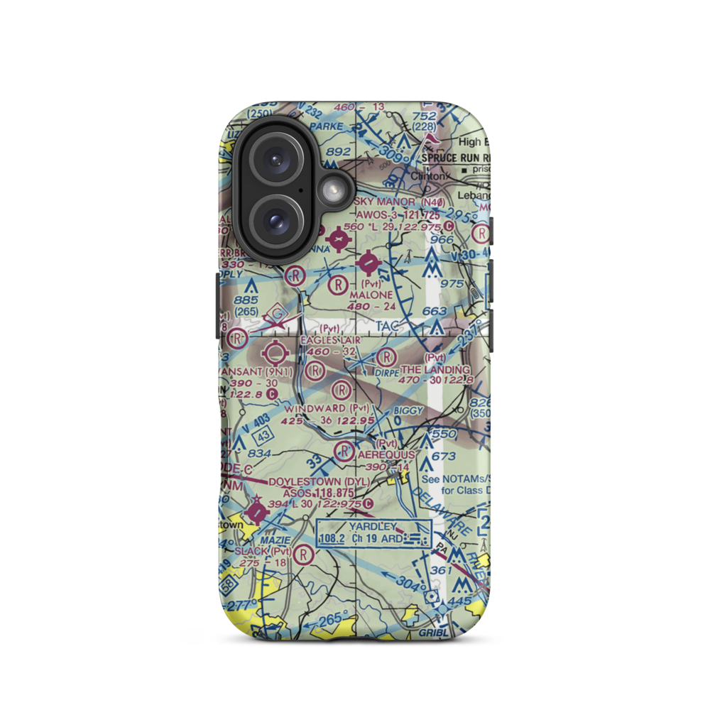 Fly-N-D Landing Strip (92NJ) VFR Sectional  Tough iPhone Case iPhone 16 model shown