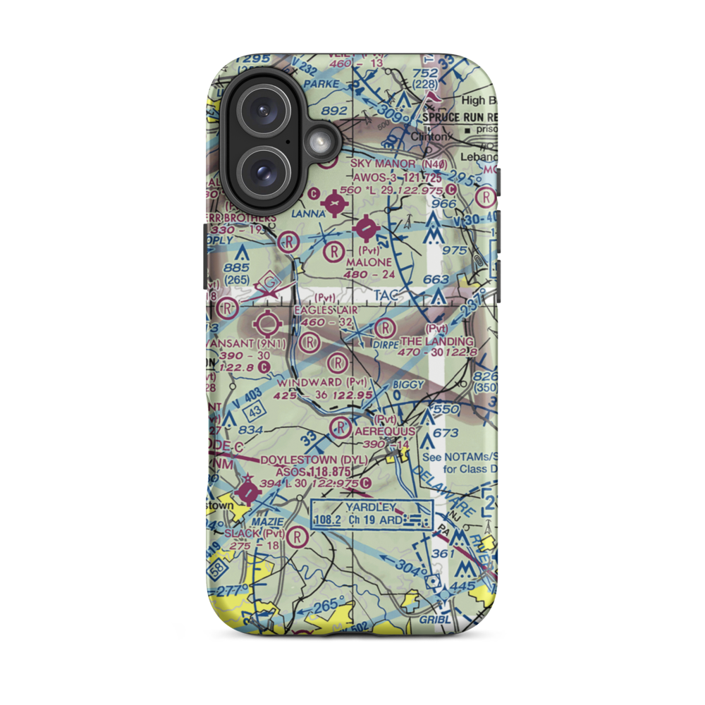Fly-N-D Landing Strip (92NJ) VFR Sectional  Tough iPhone Case iPhone 16 Plus model shown