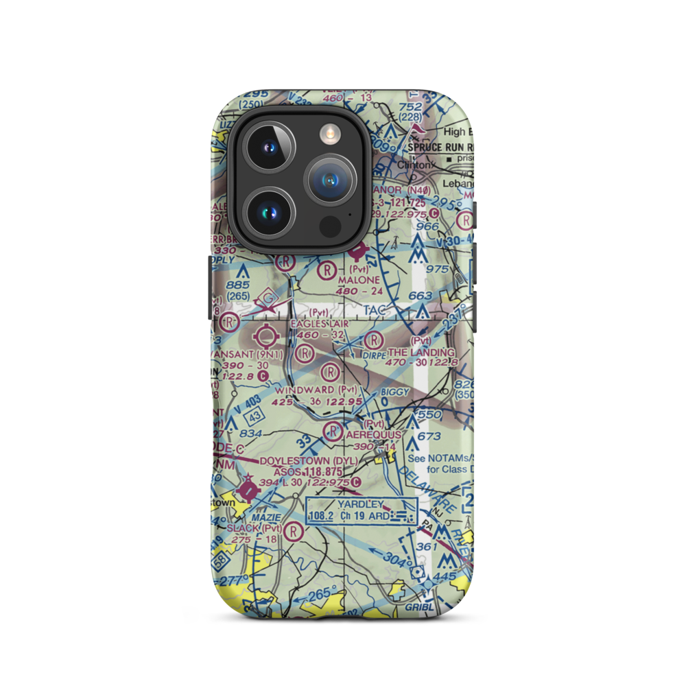 Fly-N-D Landing Strip (92NJ) VFR Sectional  Tough iPhone Case iPhone 16 Pro model shown