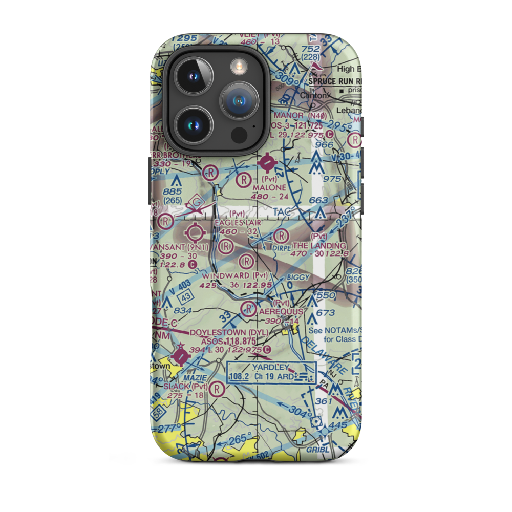 Fly-N-D Landing Strip (92NJ) VFR Sectional  Tough iPhone Case iPhone 16 Pro Max model shown