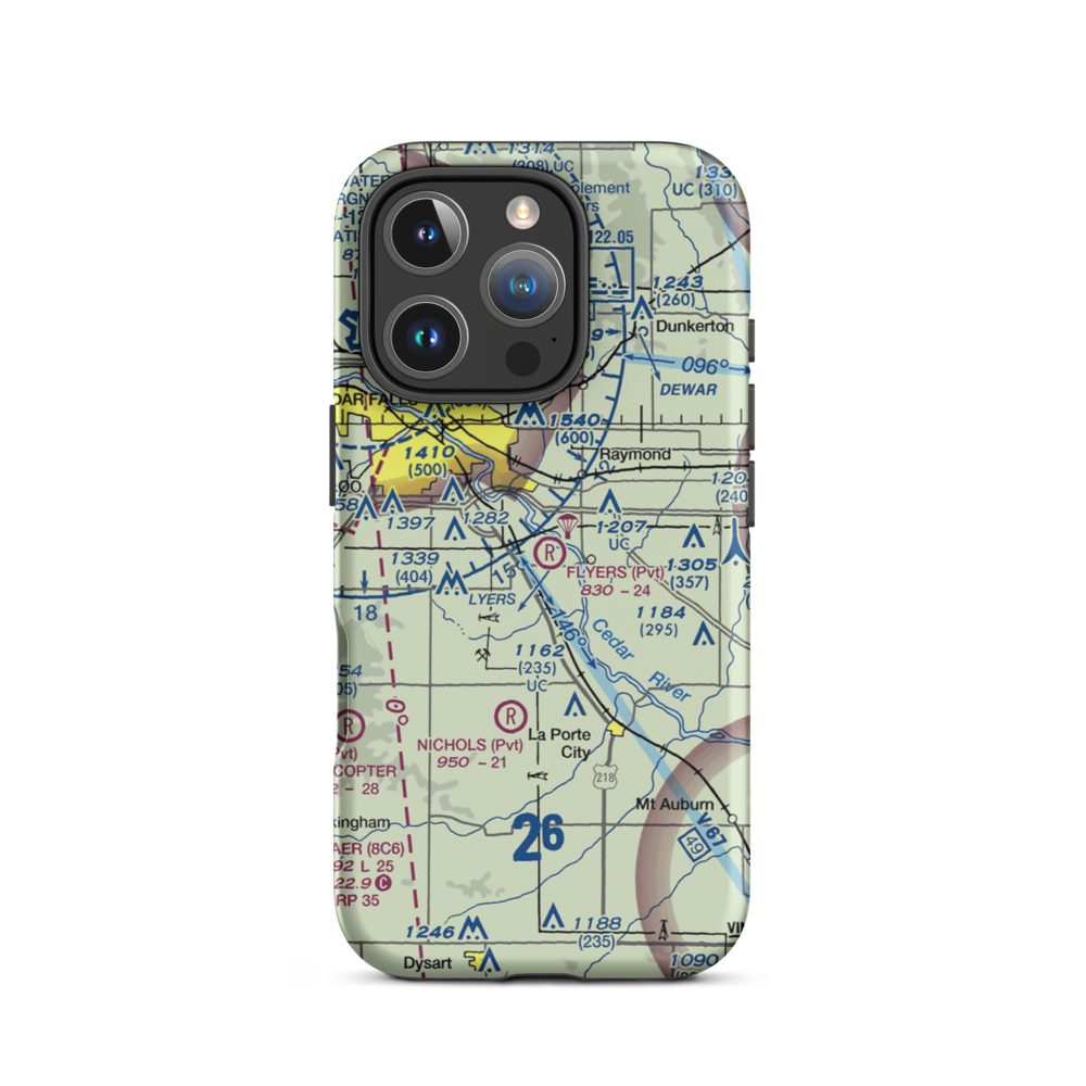Flyers Airport (10IA) VFR Sectional  Tough iPhone Case iPhone 16 Pro model shown