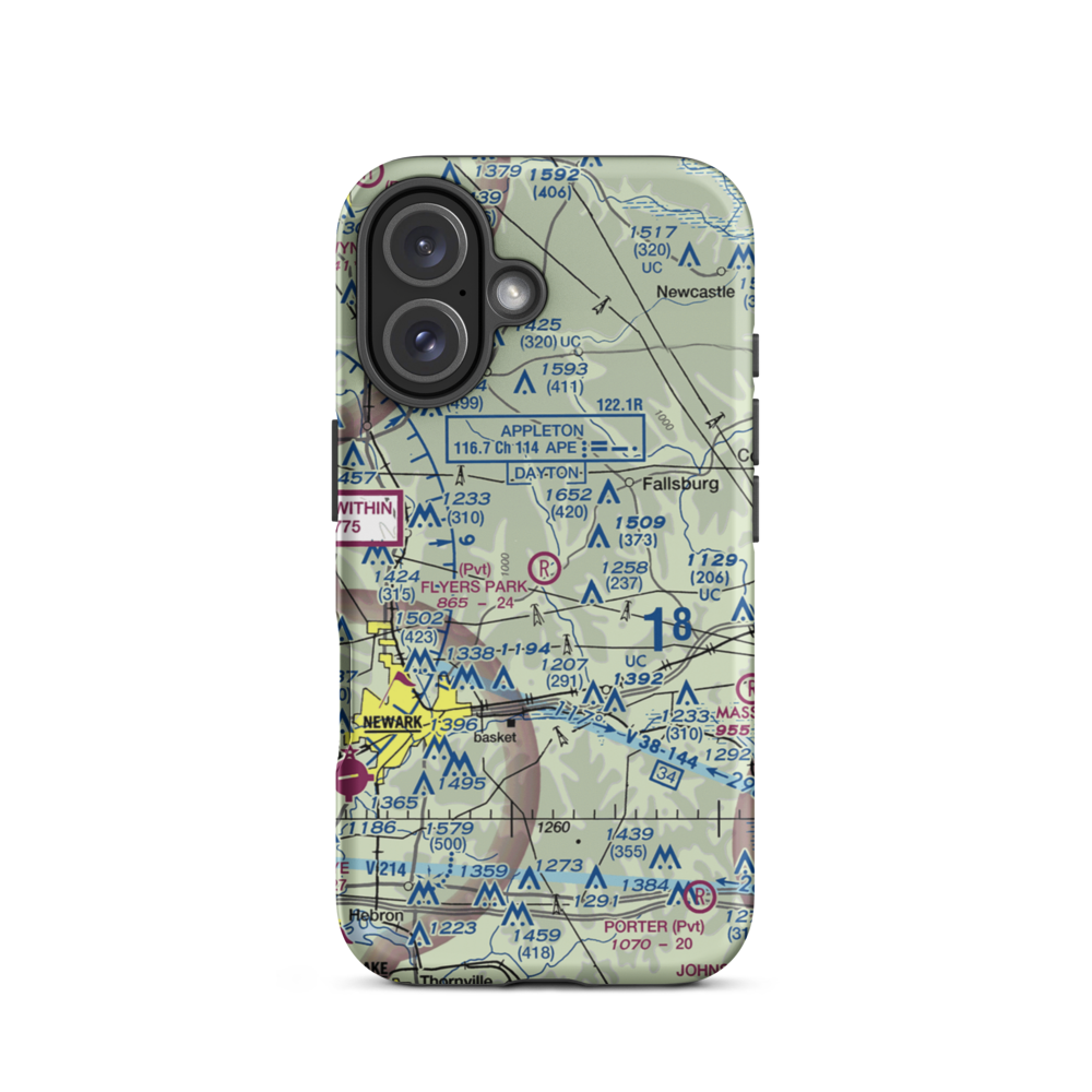 Flyers Park Airport (OH20) VFR Sectional  Tough iPhone Case iPhone 16 model shown