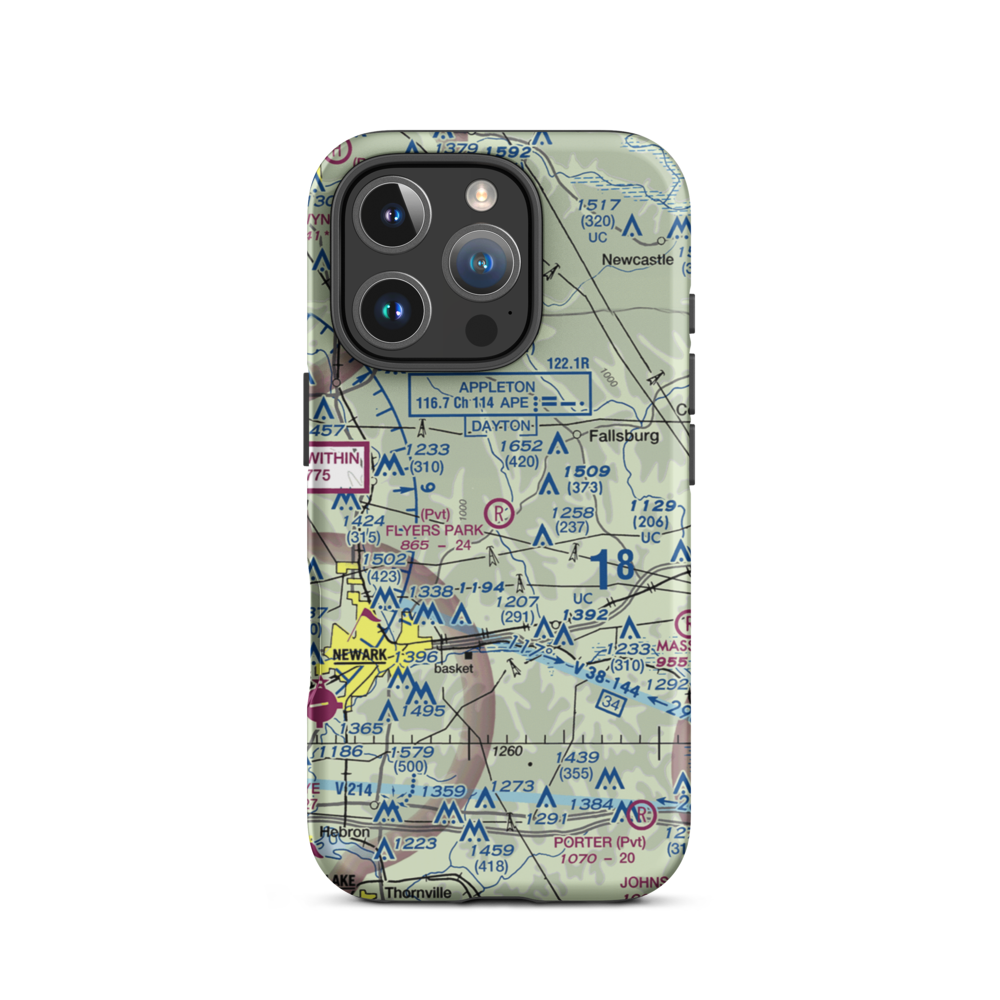 Flyers Park Airport (OH20) VFR Sectional  Tough iPhone Case iPhone 16 Pro model shown