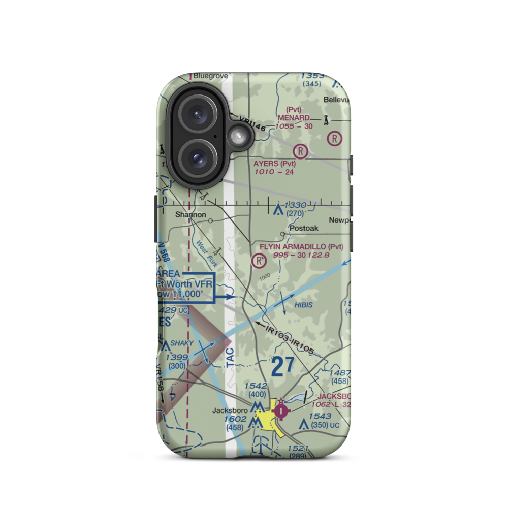 Flyin Armadillo Airport (TE55) VFR Sectional  Tough iPhone Case iPhone 16 model shown