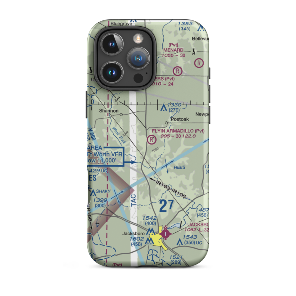 Flyin Armadillo Airport (TE55) VFR Sectional  Tough iPhone Case iPhone 16 Pro Max model shown
