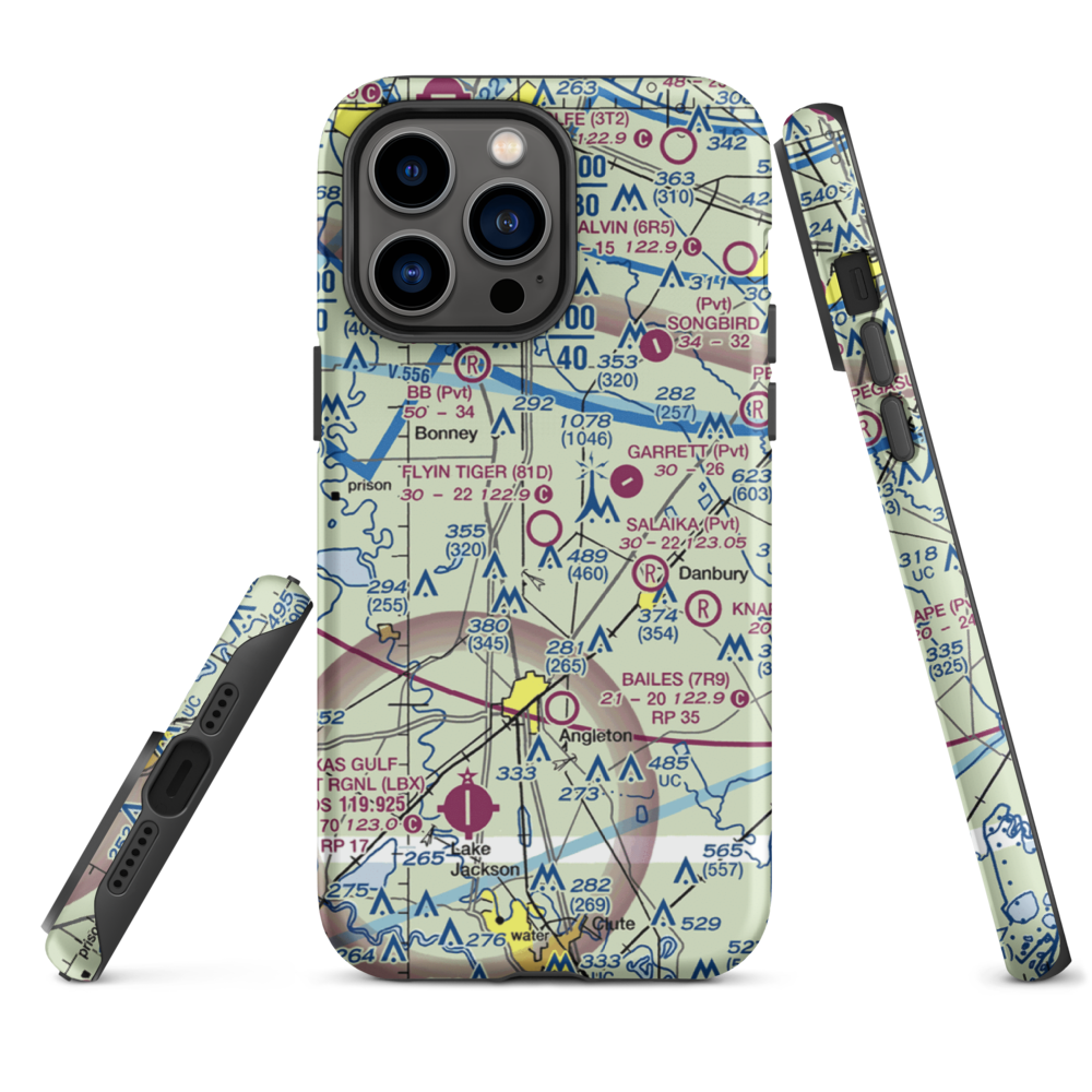 Flyin Tiger Airport (81D) VFR Sectional  Tough iPhone Case iPhone 14 Pro Max model shown