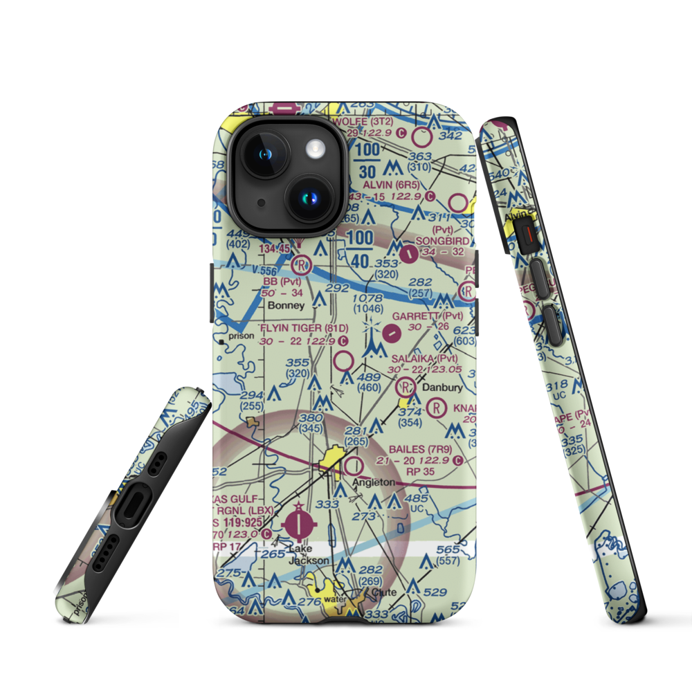 Flyin Tiger Airport (81D) VFR Sectional  Tough iPhone Case iPhone 15 model shown