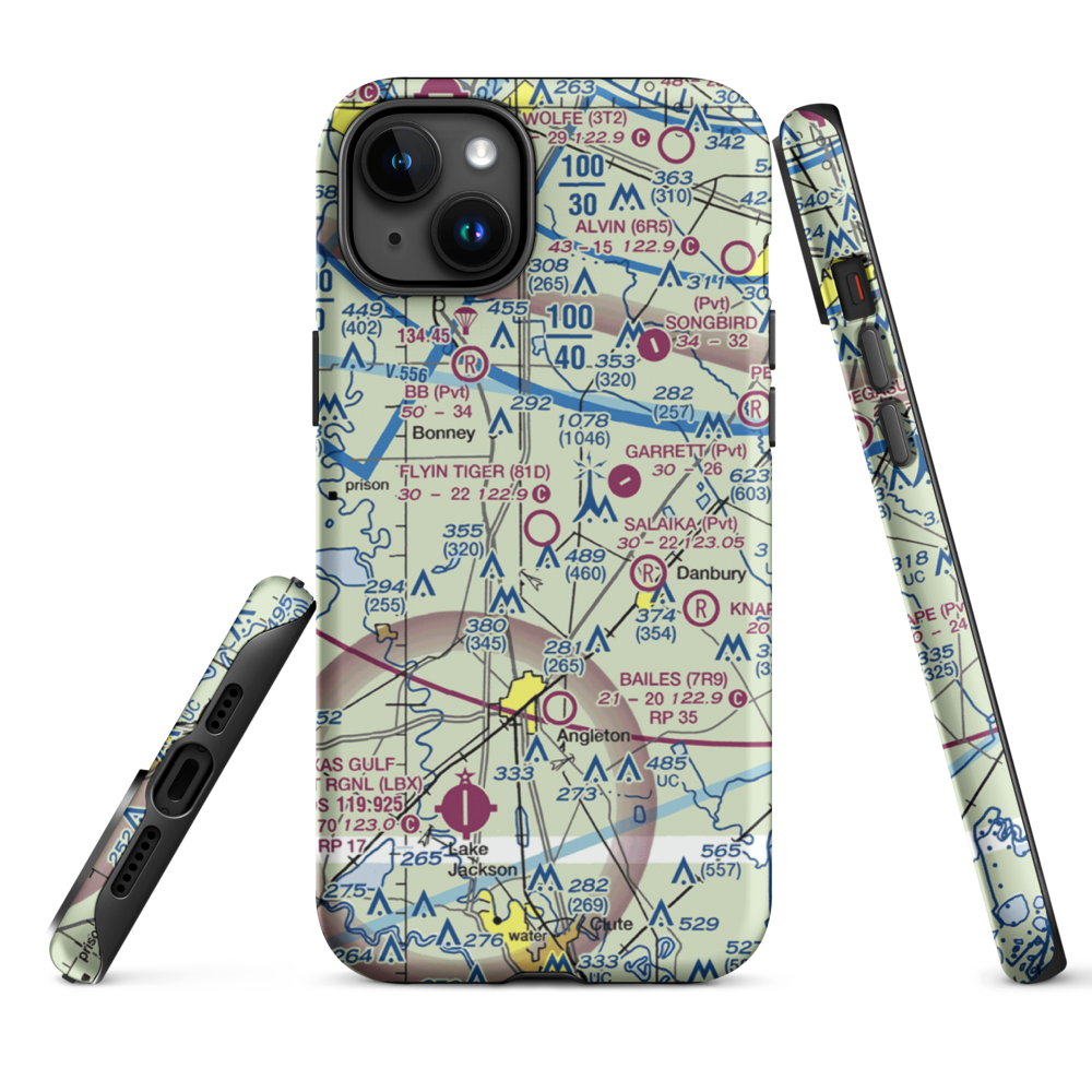 Flyin Tiger Airport (81D) VFR Sectional  Tough iPhone Case iPhone 15 Plus model shown