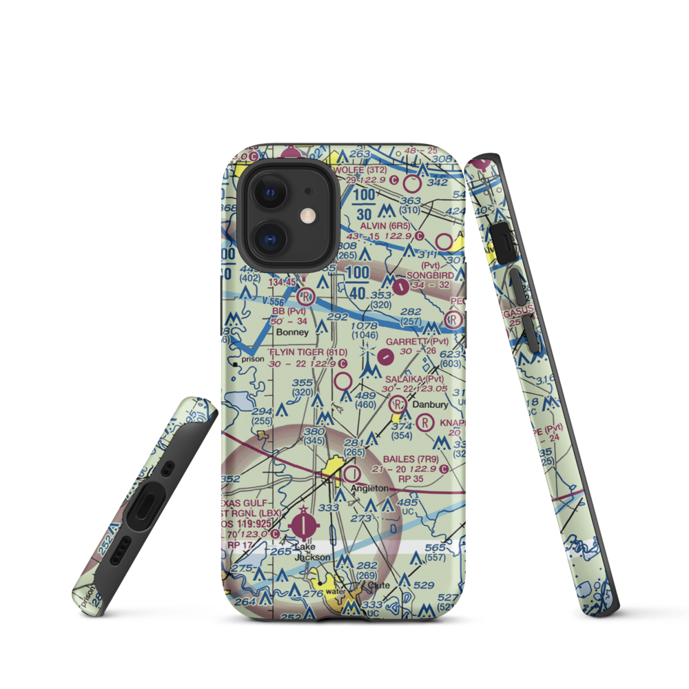 Flyin Tiger Airport (81D) VFR Sectional  Tough iPhone Case iPhone 12 mini model shown