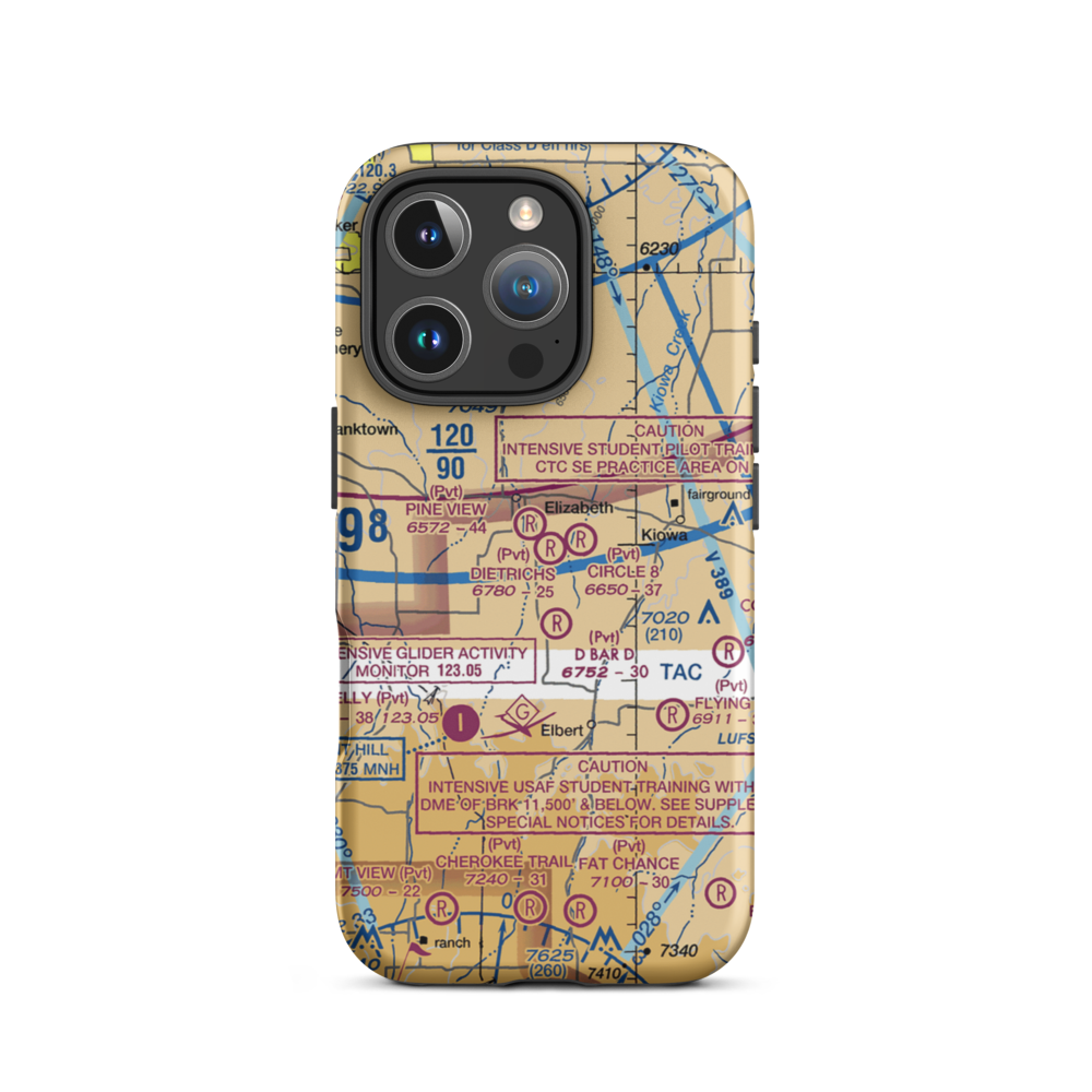 Flyin' B Ranch Airport (CD45) VFR Sectional  Tough iPhone Case iPhone 16 Pro model shown