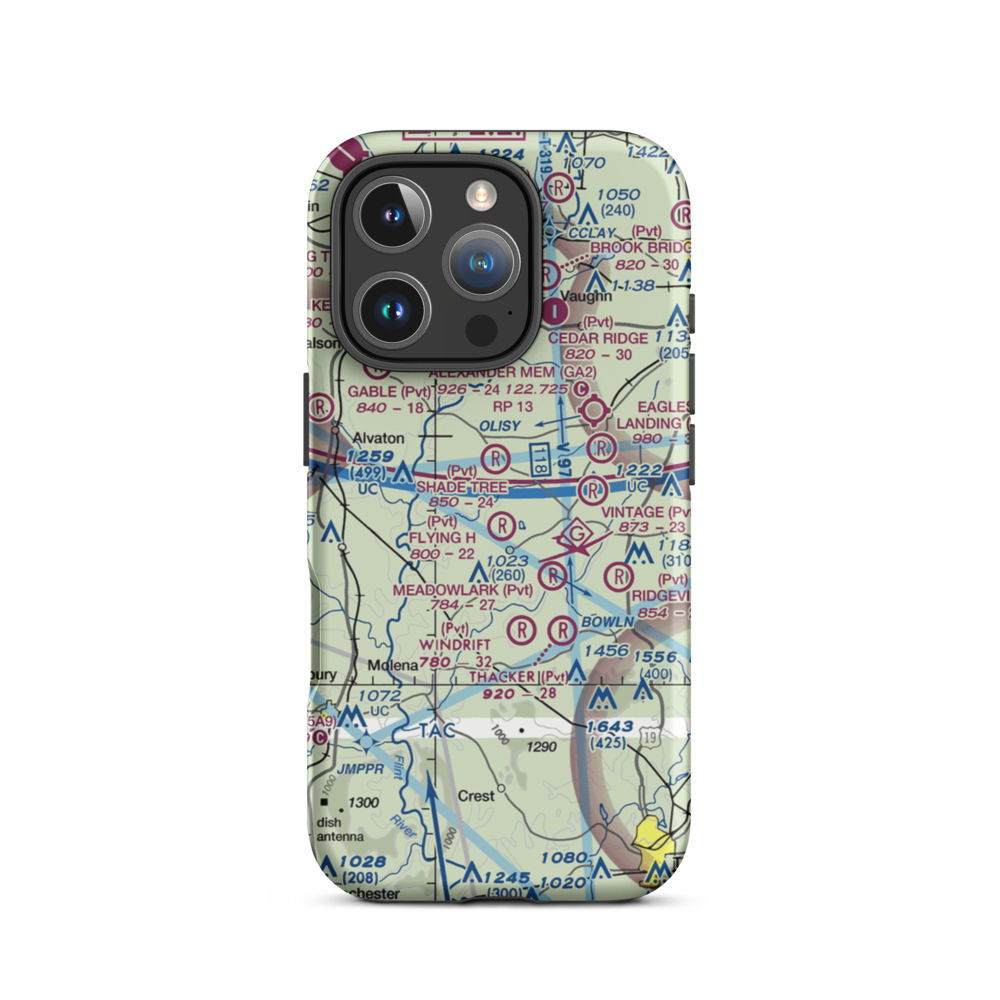 Flying 'H' Ranch Airport (GA68) VFR Sectional  Tough iPhone Case iPhone 16 Pro model shown