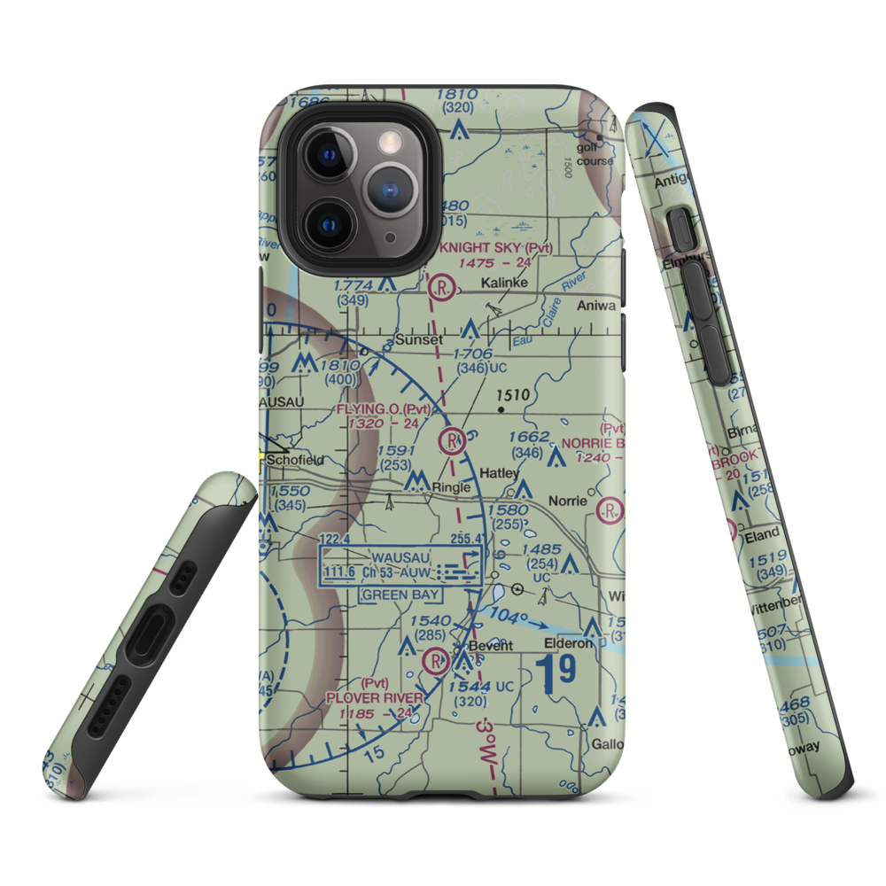 Flying 'O' Airport (3WI4) VFR Sectional  Tough iPhone Case iPhone 11 Pro model shown