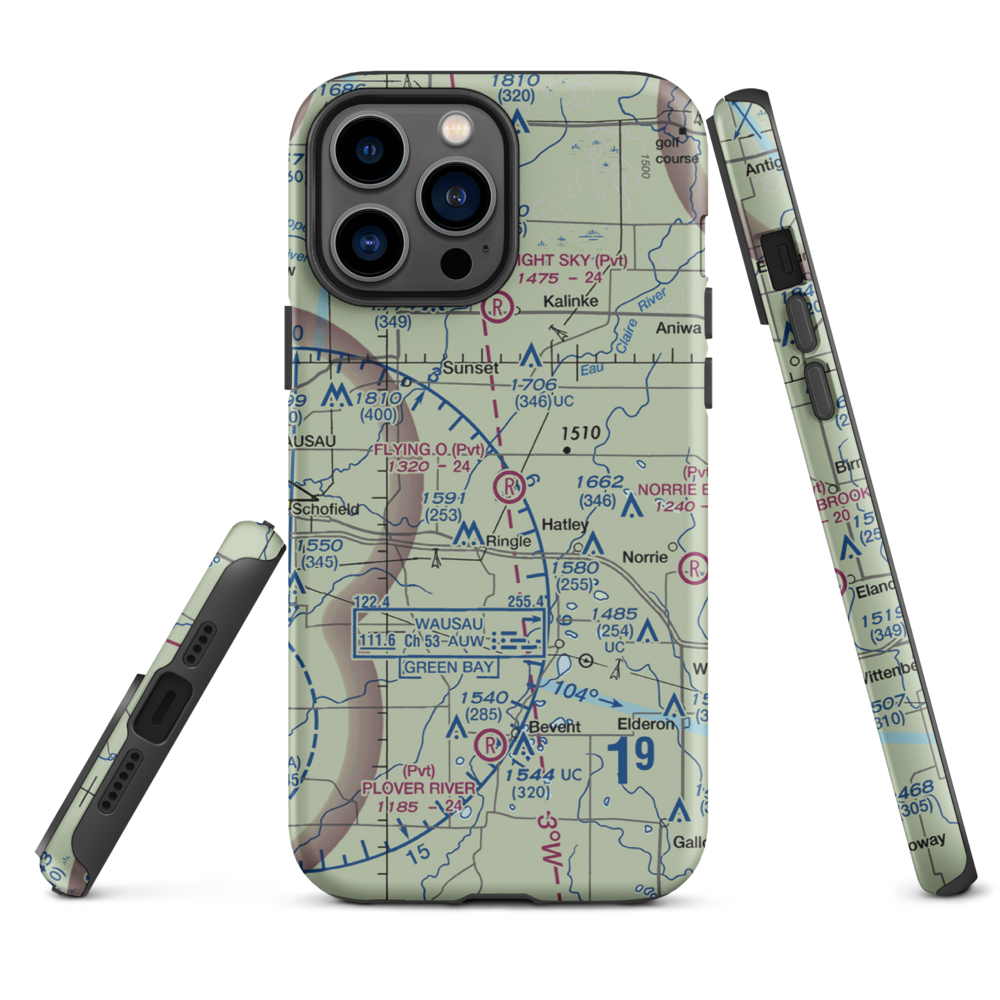 Flying 'O' Airport (3WI4) VFR Sectional  Tough iPhone Case iPhone 13 Pro Max model shown