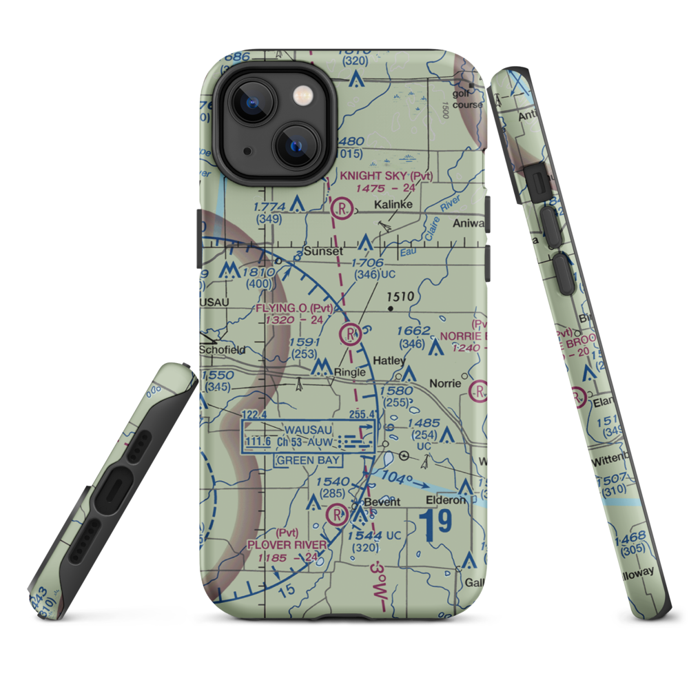 Flying 'O' Airport (3WI4) VFR Sectional  Tough iPhone Case iPhone 14 Plus model shown