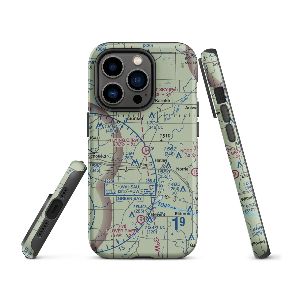 Flying 'O' Airport (3WI4) VFR Sectional  Tough iPhone Case iPhone 14 Pro model shown