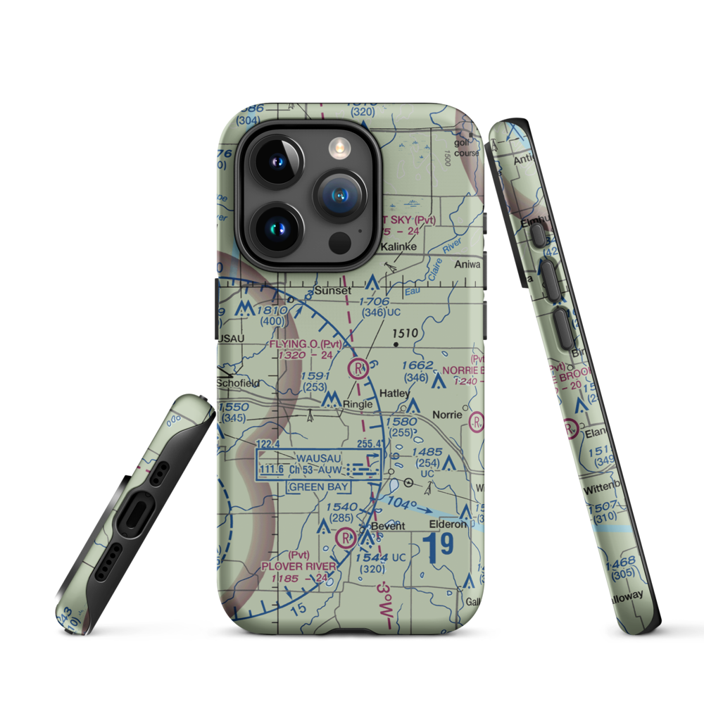 Flying 'O' Airport (3WI4) VFR Sectional  Tough iPhone Case iPhone 15 Pro model shown