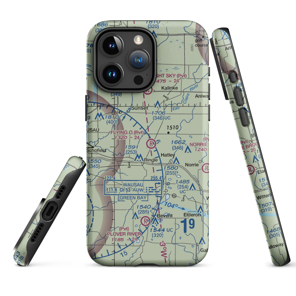 Flying 'O' Airport (3WI4) VFR Sectional  Tough iPhone Case iPhone 15 Pro Max model shown