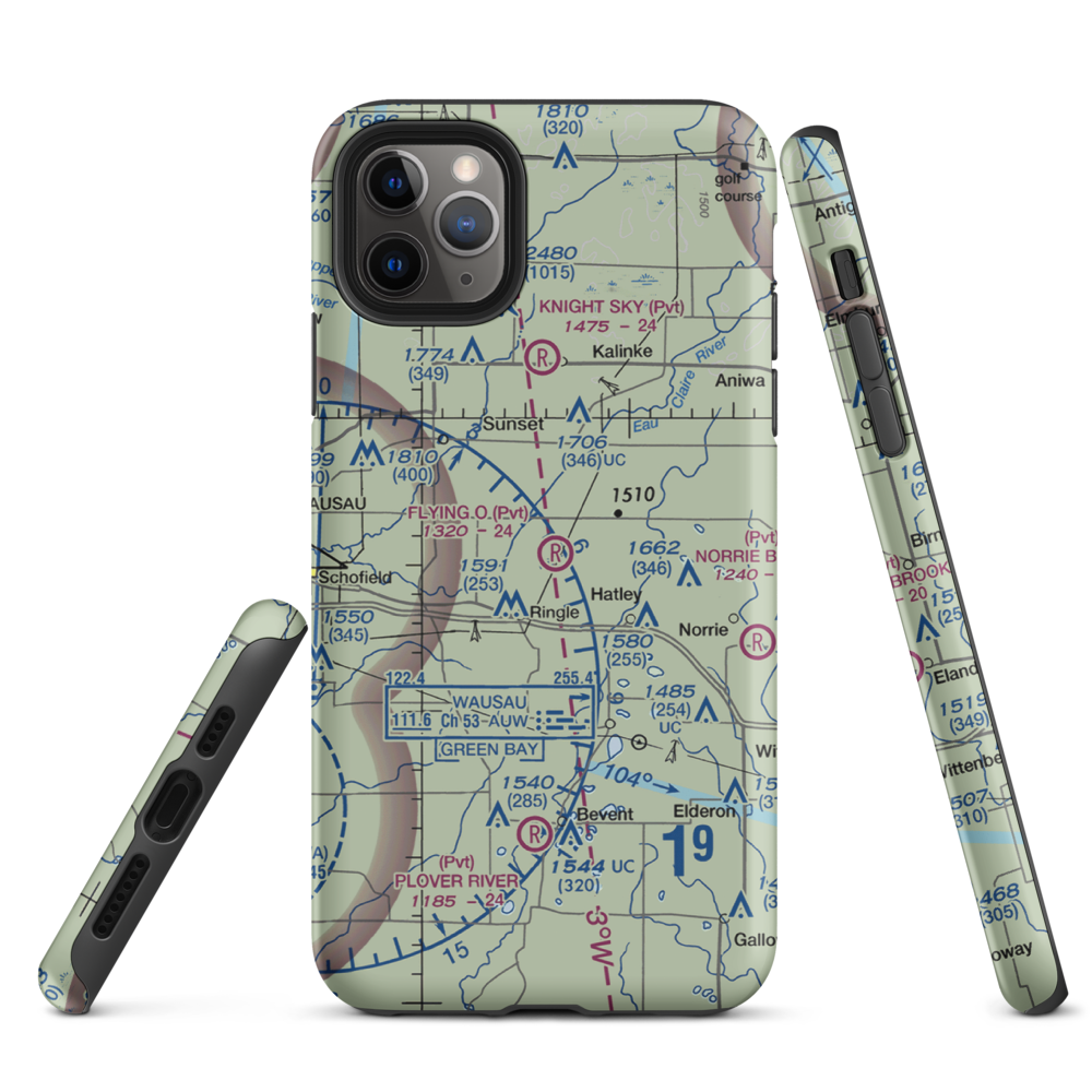 Flying 'O' Airport (3WI4) VFR Sectional  Tough iPhone Case iPhone 11 Pro Max model shown