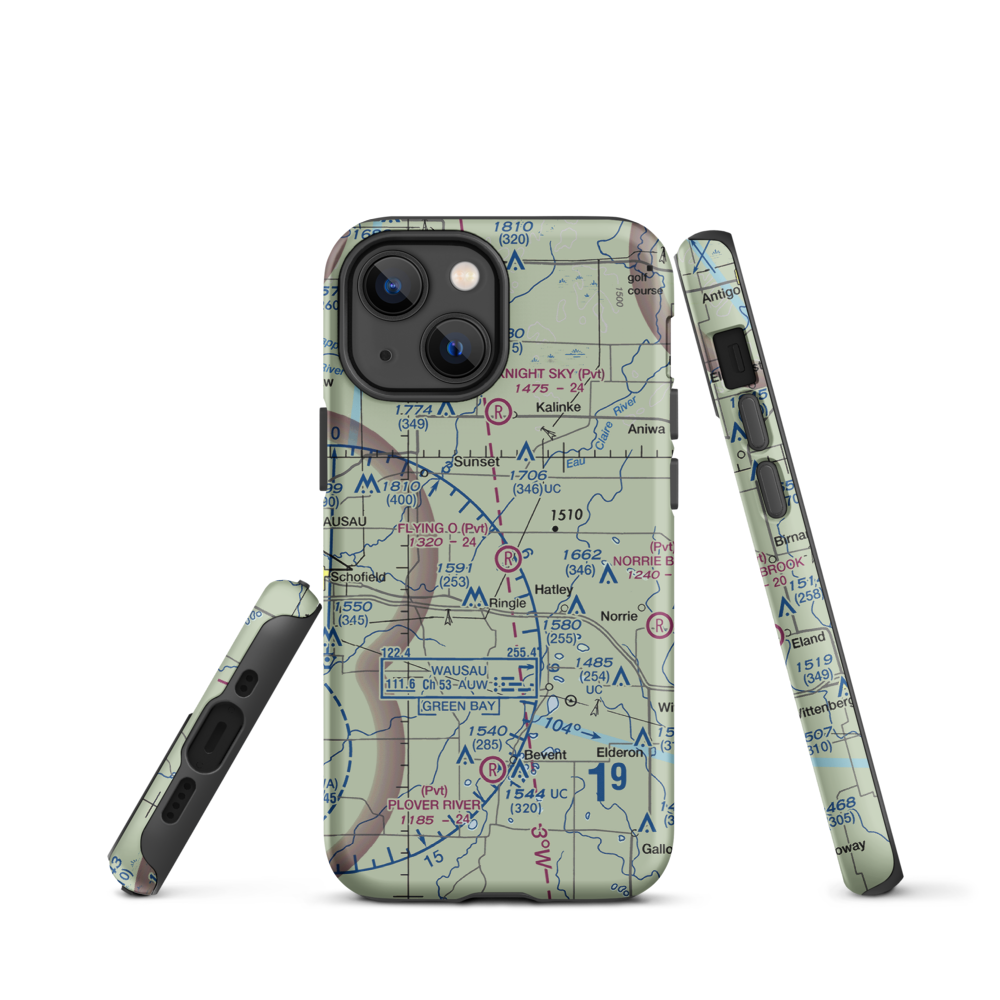 Flying 'O' Airport (3WI4) VFR Sectional  Tough iPhone Case iPhone 13 mini model shown