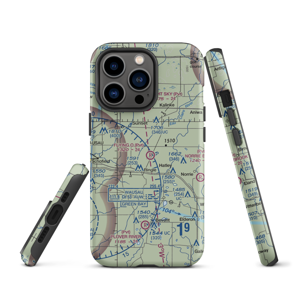 Flying 'O' Airport (3WI4) VFR Sectional  Tough iPhone Case iPhone 13 Pro model shown
