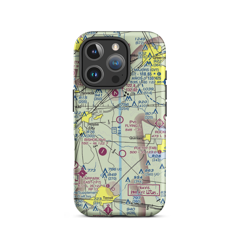 Flying 'T' Ranch Airport (18TX) VFR Sectional  Tough iPhone Case iPhone 16 Pro model shown