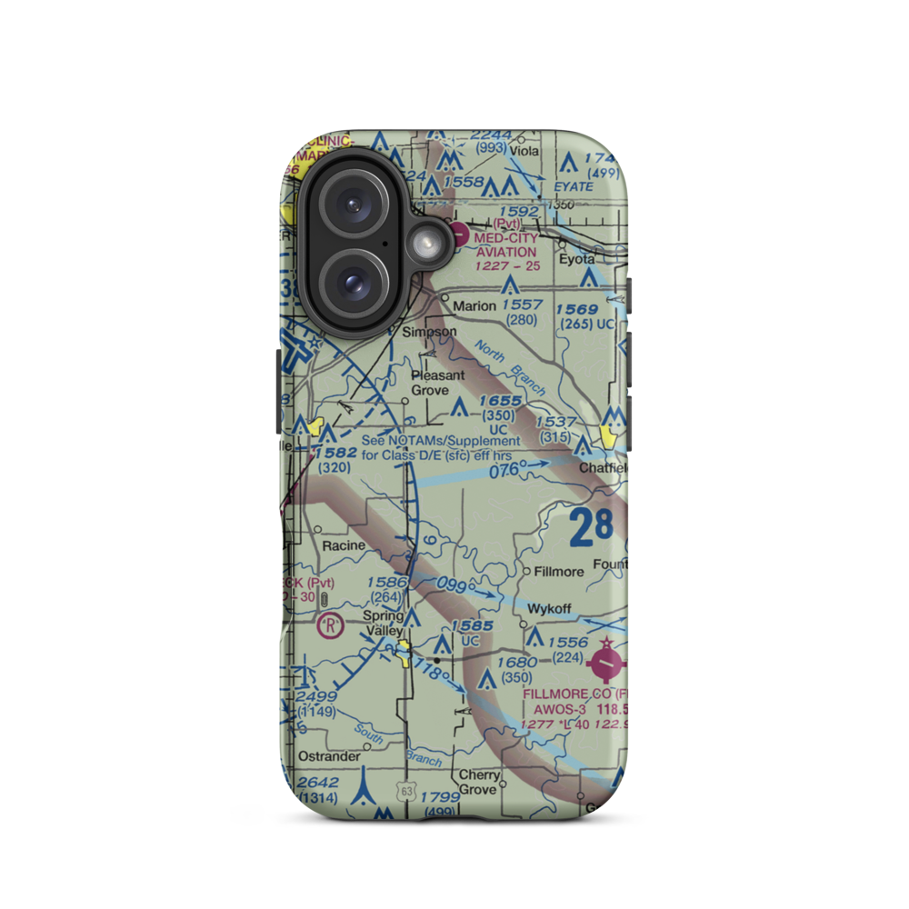 Flying A Airport (2C4) VFR Sectional  Tough iPhone Case iPhone 16 model shown