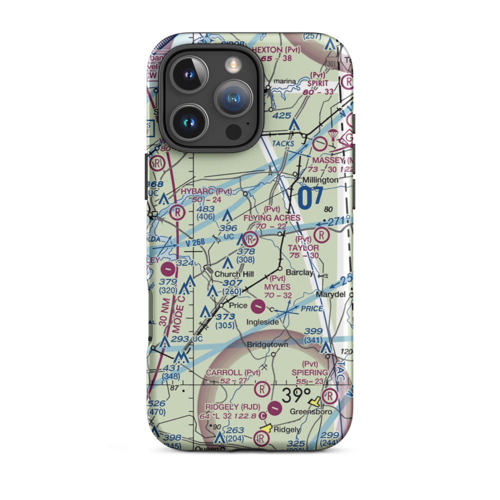 Flying Acres Airport (MD70) VFR Sectional  Tough iPhone Case iPhone 16 Pro Max model shown