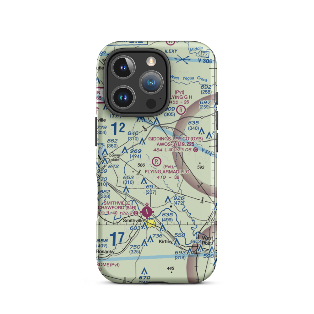 Flying Armadillo Field (1XA5) VFR Sectional  Tough iPhone Case iPhone 16 Pro model shown
