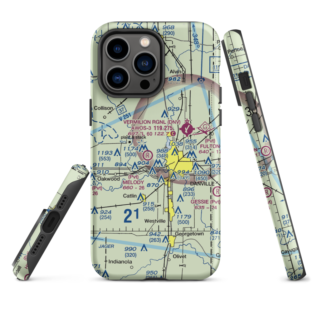 Flying B Ranch Airport (0IL3) VFR Sectional  Tough iPhone Case iPhone 14 Pro Max model shown