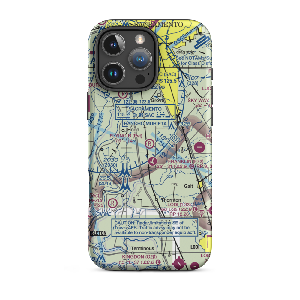 Flying B Ranch Airport (CN38) VFR Sectional  Tough iPhone Case iPhone 16 Pro Max model shown