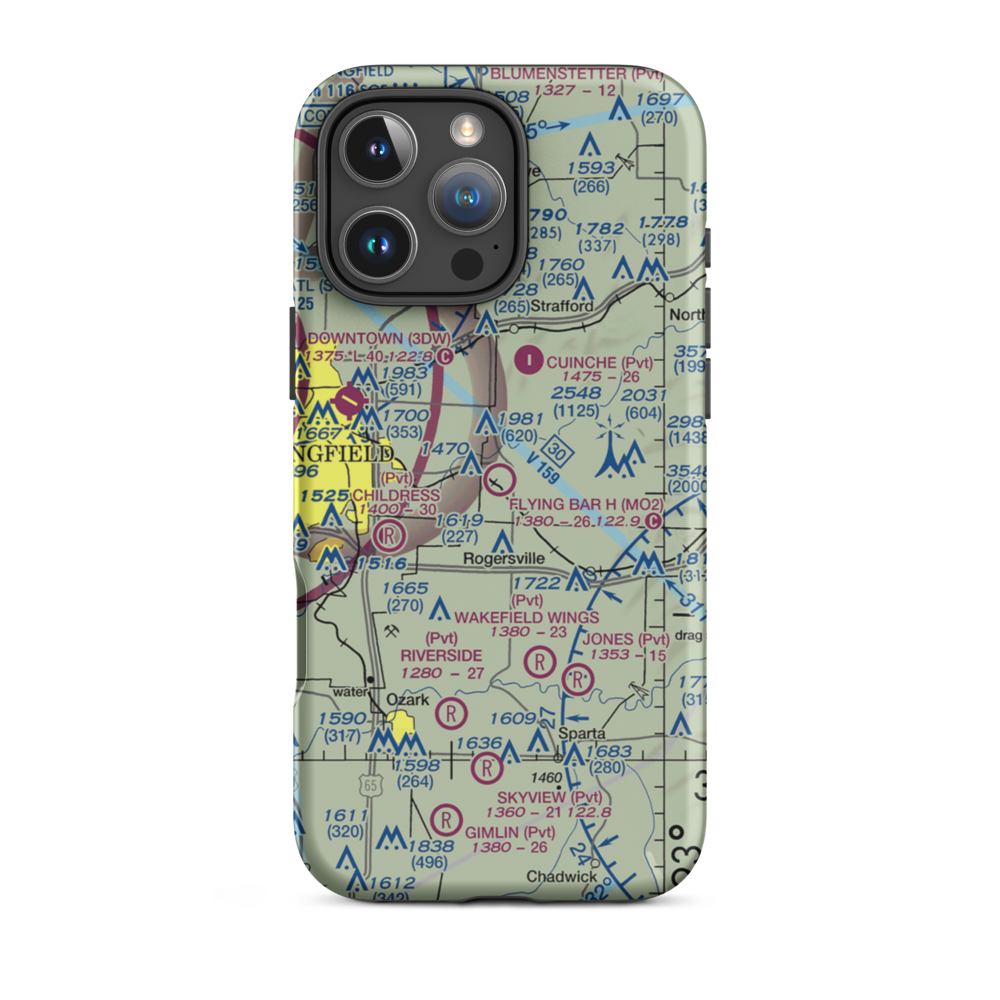 Flying Bar H Ranch Airport (MO2) VFR Sectional  Tough iPhone Case iPhone 16 Pro Max model shown