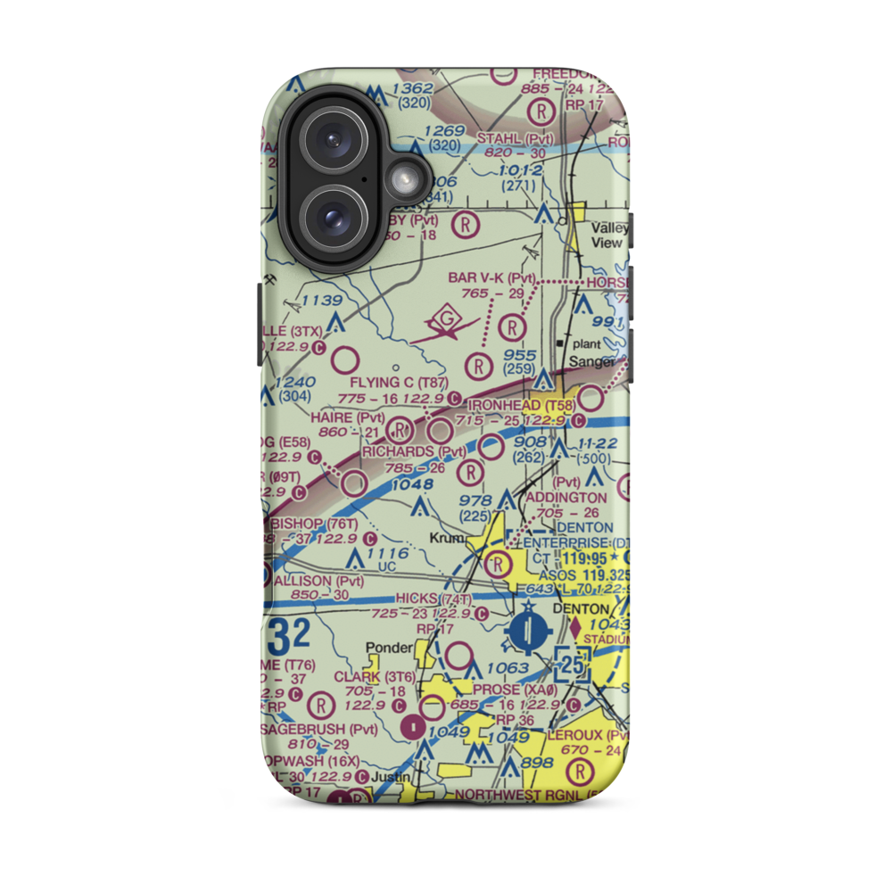 Flying C Airport (T87) VFR Sectional  Tough iPhone Case iPhone 16 Plus model shown
